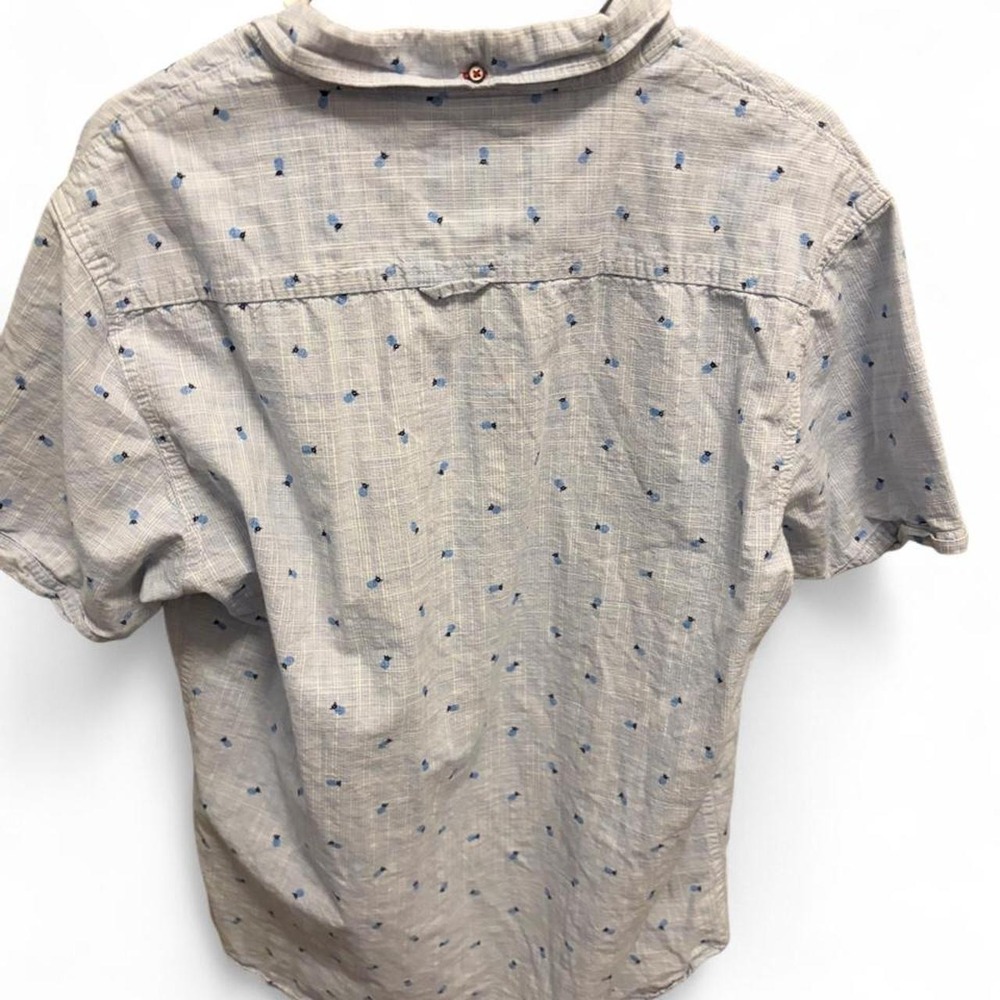 MBX Denim Wear Shirt Mens XL Blue White Pineapple Print Slim Fit Short Sleeve - Picture 3 of 4